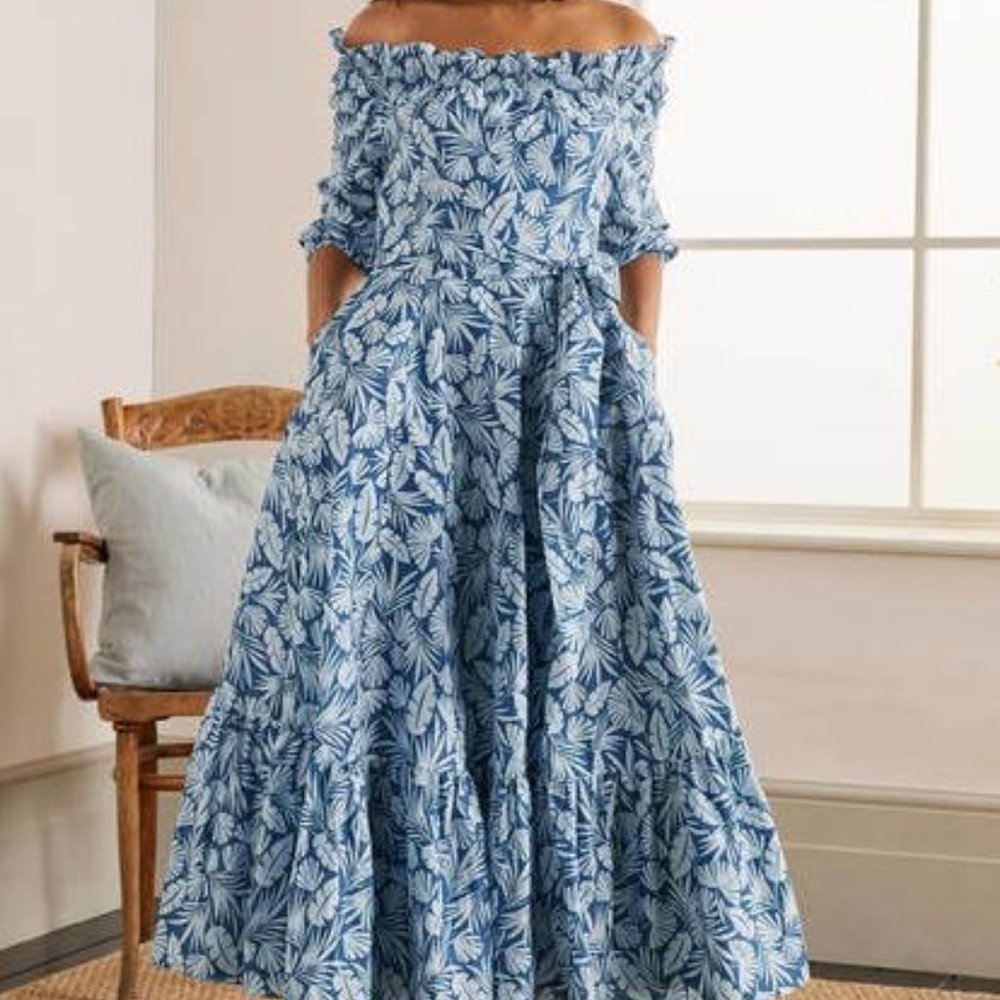 Boden Rosalind Blue Tiered Dress. Size 12R - Picture 3 of 4